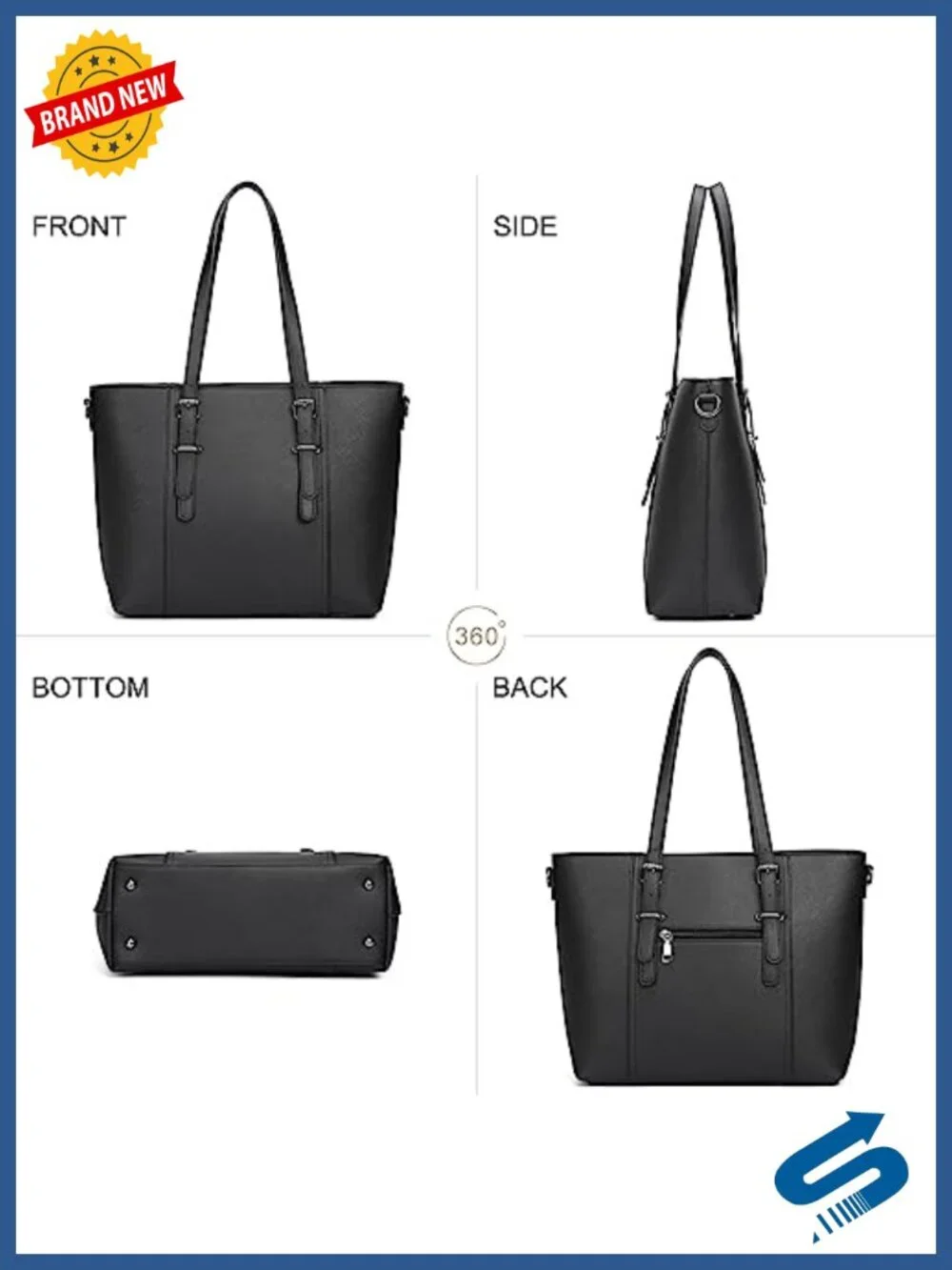 Women's Satchel Tote Shoulder Bag Faux Leather Work Handbag Top Handle Crossbody
